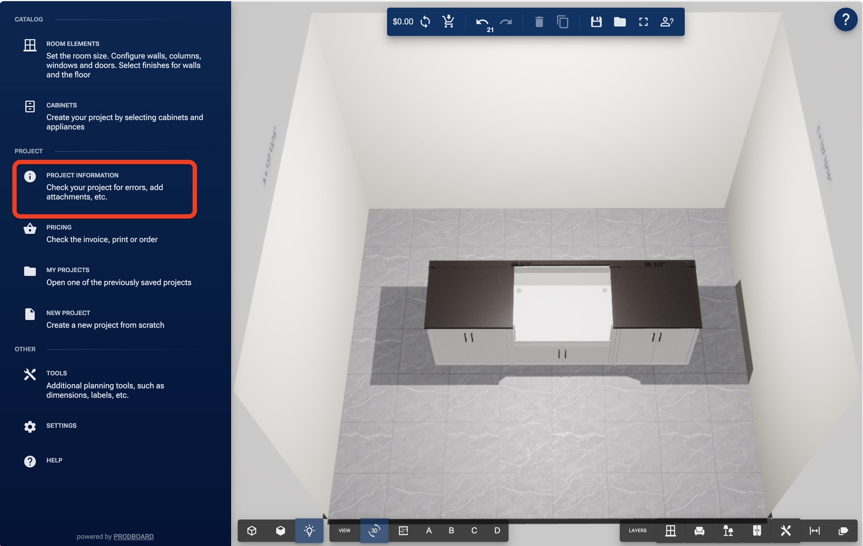 How do I change countertop colors or options?