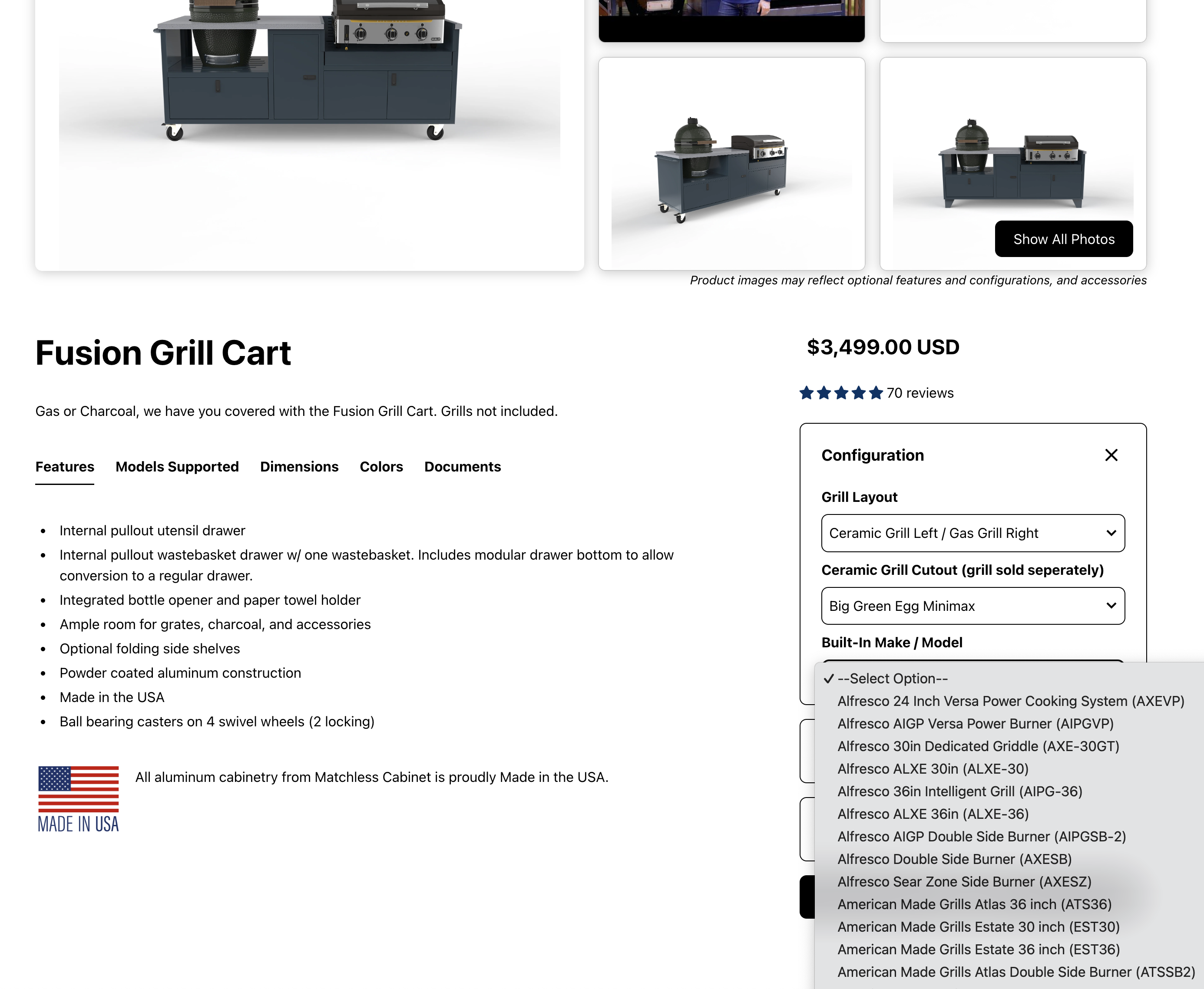 Choosing a built in grill or griddle from the dro-down